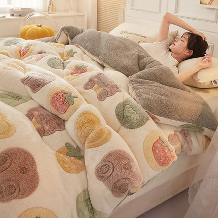 Winter Bedding Thick Quilt Blanket Thickened Warm Flannel Fleece