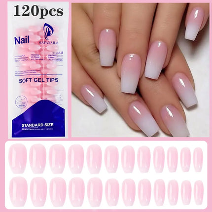 120pcs Pink Ombre Medium Coffin Press On Nails