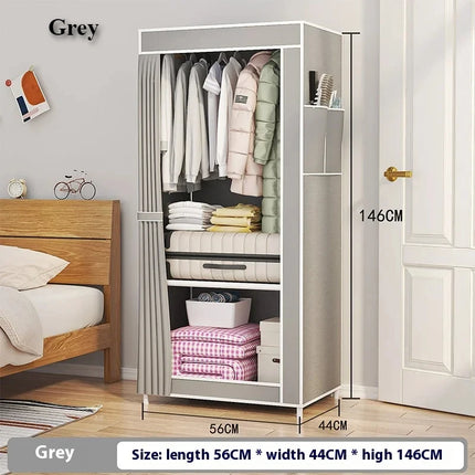 Fabric Wardrobes Easy To Assemble Simple Storage Cabinet Bedroom Dustproof Storage Wardrobe Multi-Layer Foldable Clothing Hanger
