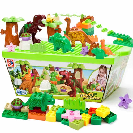 40PCS Dinosaur Valley Building Blocks Set Large Particle Animal Dinosaur World