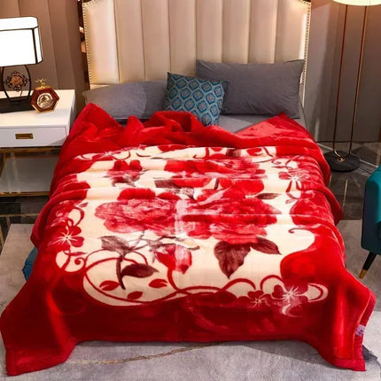 200*230cm 3.5Kg Thick Warm Fluffy Blankets Super Soft Raschel Stitch Double Layer Winter Mink Throw Fat Quilts Double Size