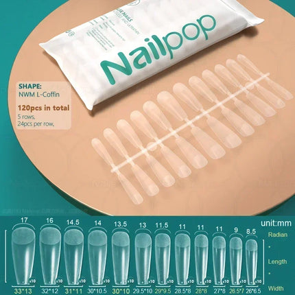 NAILPOP 120pcs Fake Nails Full Cover Press on Nails Coffin Soft Gel American