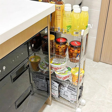 Mobile Storage Rack Trolley Organizer With Wheels Acrylic Narrow Slit Storage Cabinet Bathroom