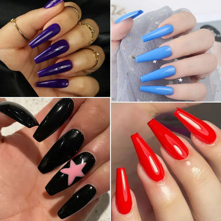 576pcs/Box Colorful Fake Nails Black Red Design