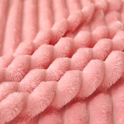 Korean Style Throw Blanket for Couch, Cozy Warm Plush Striped Blanket for Sofa