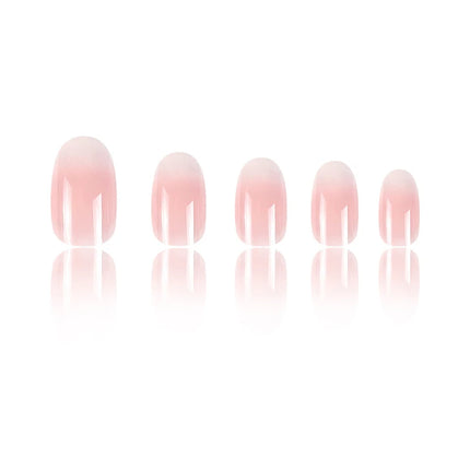 24Pcs Oval Short Pink Press on Nails Simple Ombre Spring False Nail