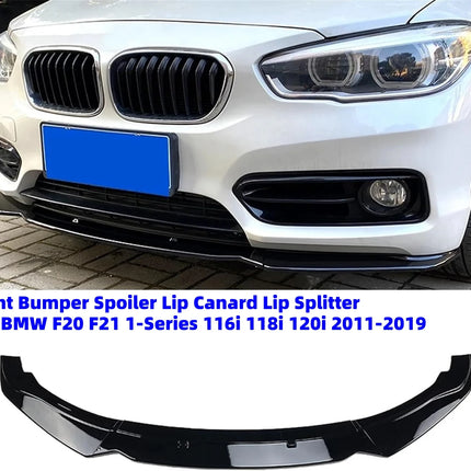 For BMW F20 F21 1-Series 116i 118i 120i 2011-2019 Car Front Bumper Spoiler Lip 3Pcs PP Bumper Canard Lip Splitter