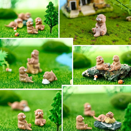 4/8pcs Adorable Resin Otters Miniatures, Animal Figurines for Fairy Garden Micro