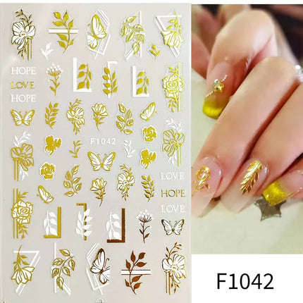 1PCS New Autumn Flowers Nail Decals Animal Nail Stickers Flower