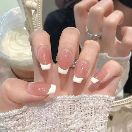 10pcs Handmade Press on Nails Plaid Pearl French Cat's Eye Aurora Fishtail Full Coverage