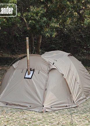 Fireproof 2 Person Winter Tent Hot Tent Waterproof Tunnel Dome Tent with Stove Jack and Snow Skirt for Camping Hiking 4 Season