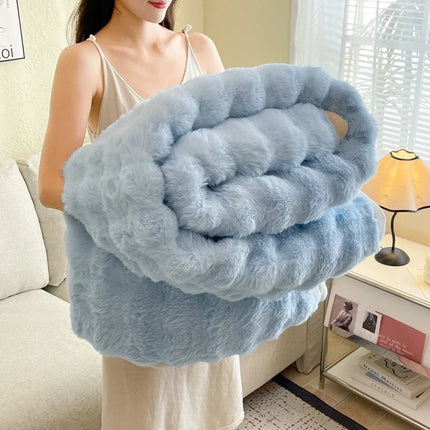 Bubble Rabbit Plush Blanket Light Luxury Double-sided Coral Flannel Blanket