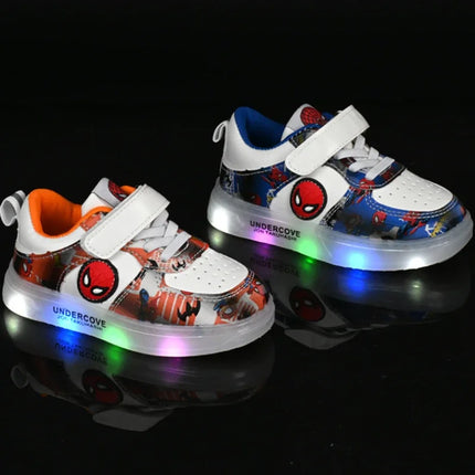 Disney Led Light Shoes for Kids Fashion Cartoon Spiderman Boys Sneakers Girls