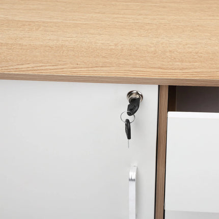 Bedroom Storage Cabinet Bedside Storage Cabinet with Lock Removable Wheels Anti Theft Wood Bedroom End Table for File Document