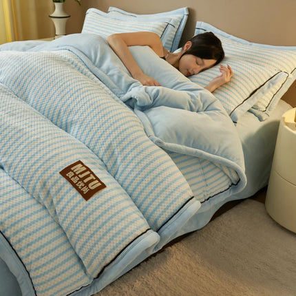 Winter quilts milk fleece cotton bedding thickened blanket warm dormitory single