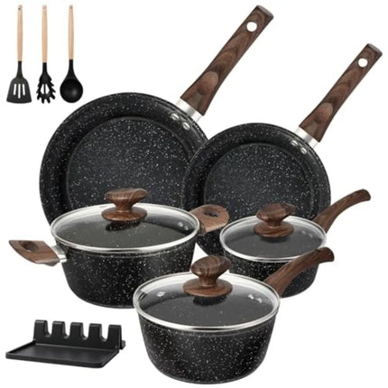 Pots and Pans t Non Stick 12pcs lack Ceramic Cookware