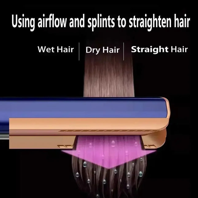 2-in-1 Professional Quick Dry Hair Dryer and Straightener Negative Ion Iron Long Lasting Styling Tool Wet and Dry  Curling Iron