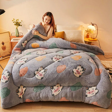 Winter Bedding Thick Quilt Blanket Thickened Warm Flannel Fleece