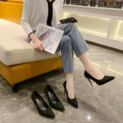 Women Pumps Sexy Suede Ponited Toes High Heels Fashion Office Stiletto Party Red Wedding Shoes Female Comfort Women Shoes