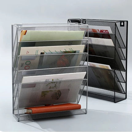 Versatile A4 Wall-Mounted File Box & Magazine Rack - Stylish Bookshelf for Home & Office Storage