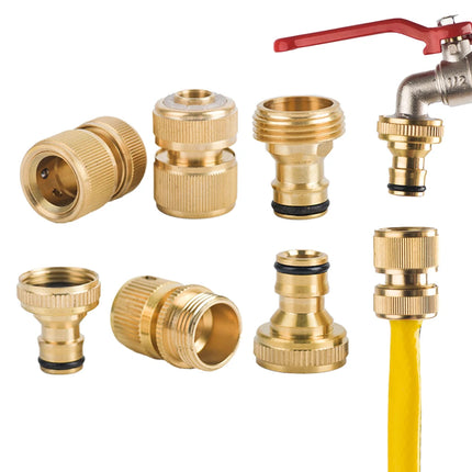 1Sets Garden Hose Quick Connect Water Hose Fitting, 3/4 Inch 1/2 Inch Brass BSP Female