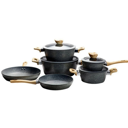 Giyoca Spot Goods Non-stick Pot Set Frying Pan Soup Pot with Lid Aluminium Kitchen Multi-function Set