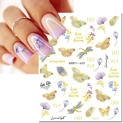 3d Nail Art Decals Elegant White RoyalBlue Roses Flowers
