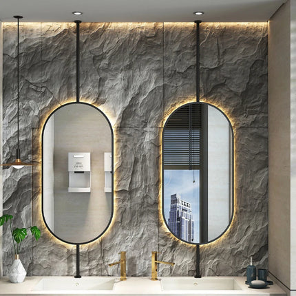 Ceiling Oval Hanging Mirror Modern Simple Home Decoration Bathroom Vanity Mirror LED Lighting Hd Cosmetic Mirror Size60x90cm