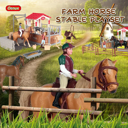 Farm Stable House Model Action Figures Emulational Horseman Horse Animals e Cute Educational Kids Toy Gift
