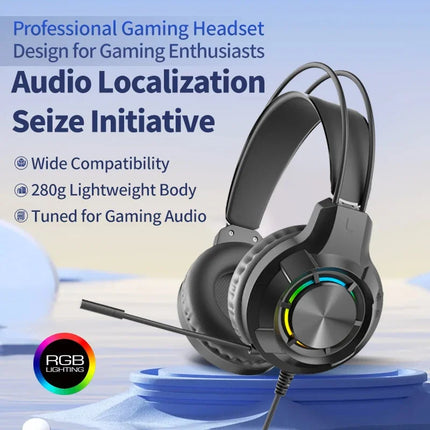 Gaming Headset Noise Reduction Over-The-Ear Waterproof Portable Audio Plastic Material for Gaming Enthusiasts