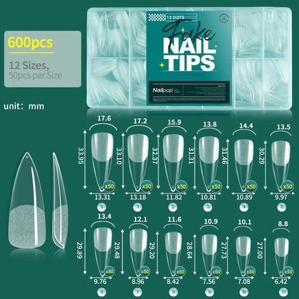 NAILPOP Soft Gel Nail Tips 600PCS Pre-Buff Full Cover