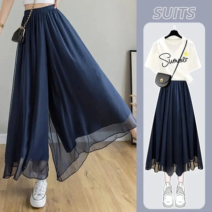 New Loose Versatile Elastic Waist Fashion Elegant Pant Skirt