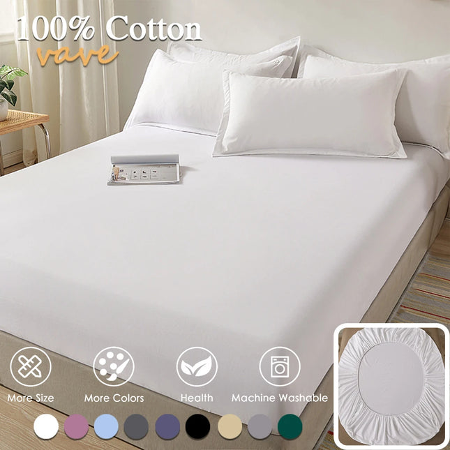 100% Cotton Fitted Sheet with Elastic Bands Non Slip Adjustable Mattress Covers