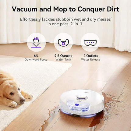 Narwal Freo X Plus 7800Pa Robot Vacuum Cleaner 3.5H Runtime Tri-Laser Structured Light Zero-Tangling Floating Brush 1L Dust Bin