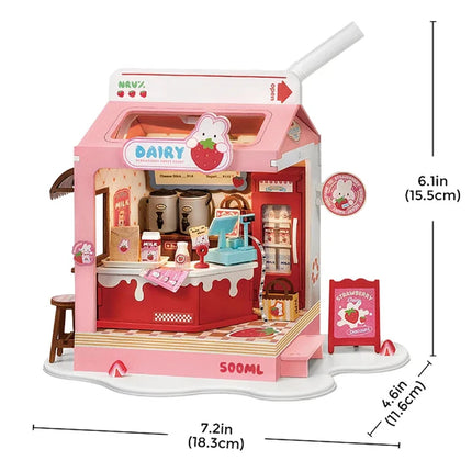 Robotime Food Box Shop Rolife Miniature Doll House DIY Miniature House Kit