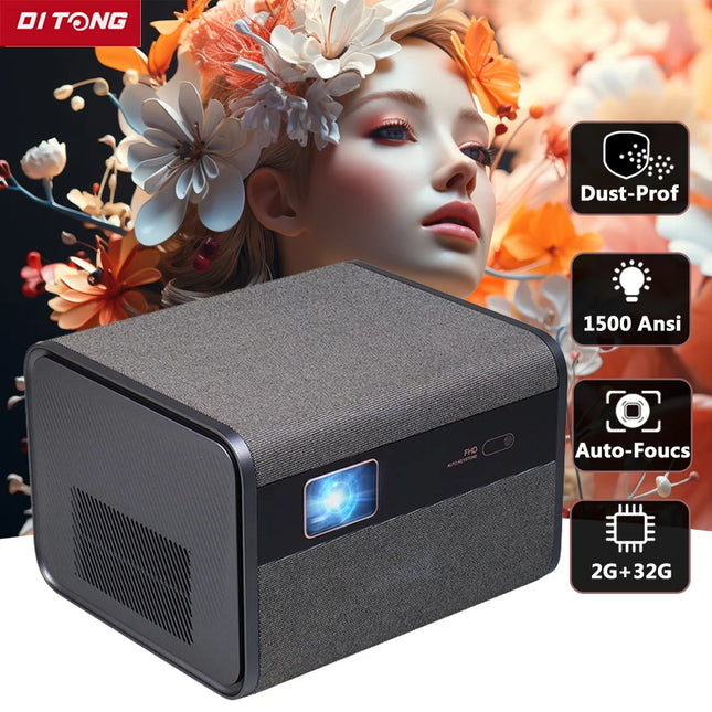 2025 NEW DITONG J10 projector 1920 * 1080P autofocus 4k HD video outdoor mobile phone Android smart home theater LED projector