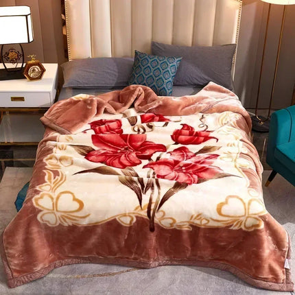 200*230cm 3.5Kg Thick Warm Fluffy Blankets Super Soft Raschel Stitch Double Layer Winter Mink Throw Fat Quilts Double Size