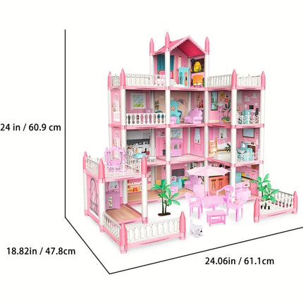 Children's Dream Princess Castle Villa Assembly Doll House Set Toy Girl Family Toy