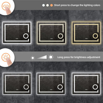 LUVODI LED Mirror Bathroom Wall Mounted 3 Magnifying Mirror for Washroom Toliet Shower Vanity Makeup Shaving Mirrors