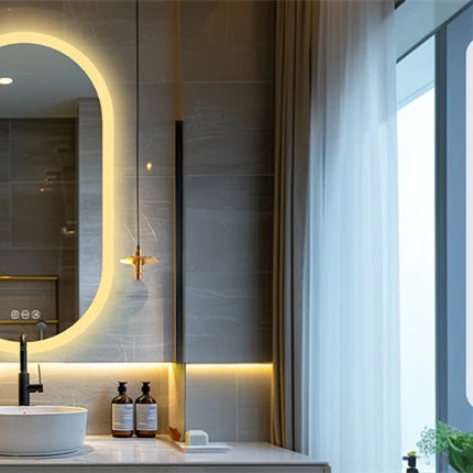 Large Wall Mirror 48 x 24" LED Bathroom Mirror Oblong Backlit Smart Mirror Dimmable 3 Colors with Anti-Fog- IP65 CRI95