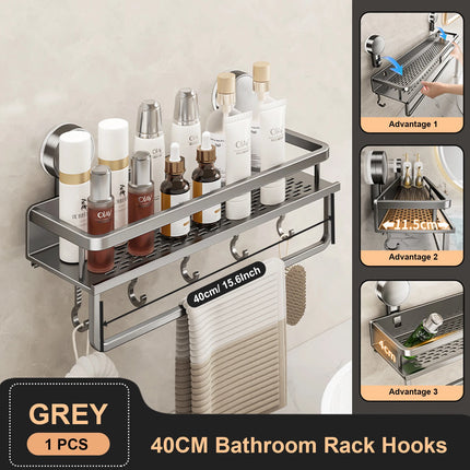 Suction Cup Bathroom Rack Bathroom Shelf Toilet Space Aluminum No Drill Hanging Rack Bathroom