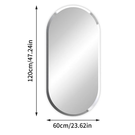 LUVODI Frameless Long Oval Bathroom Vanity Mirror Silver Glass Wall Decor Mirror with Beveled Edge for Bathroom Entryway