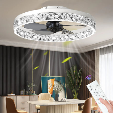Modern Smart Led Ceiling Fans Chandelier Bedroom Living Room Nordic Acrylic Invisible Fan Light APP Remote Control Ceiling Fans