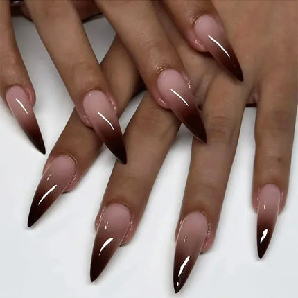 24pcs Leopard Print Almond Fake Press on Nails with Mini Flower Acrylic