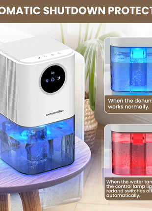 Portable Dehumidifier With 35 Ounces Capacity, Silent Operation, With Romantic Colorful Lights, Timer Switch