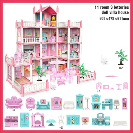 Princess Castle Villa Assembly Doll House Set Toy Girl Family Toy Children's