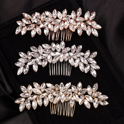 Crystal Rhinestone Hair Combs Rose Gold Silver Color Headpiece For Bride Women Wedding Hair Accessories Head Jewelry