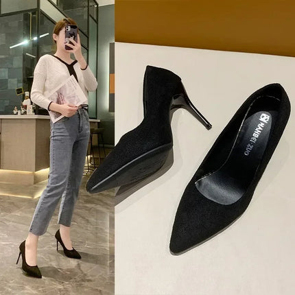 Women Pumps Sexy Suede Ponited Toes High Heels Fashion Office Stiletto Party Red Wedding Shoes Female Comfort Women Shoes