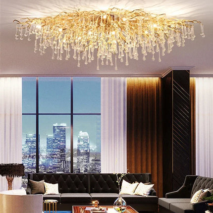 Gold ceiling light chandelier modern hotel bedroom dining room living room home interior glossy Led luxury chandelier
