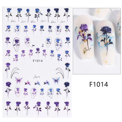 1PCS New Autumn Flowers Nail Decals Animal Nail Stickers Flower